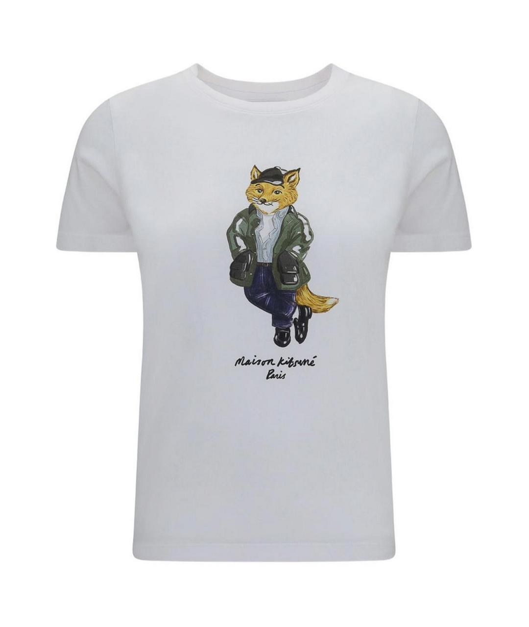 MAISON KITSUNE Белая меховая футболка, фото 1