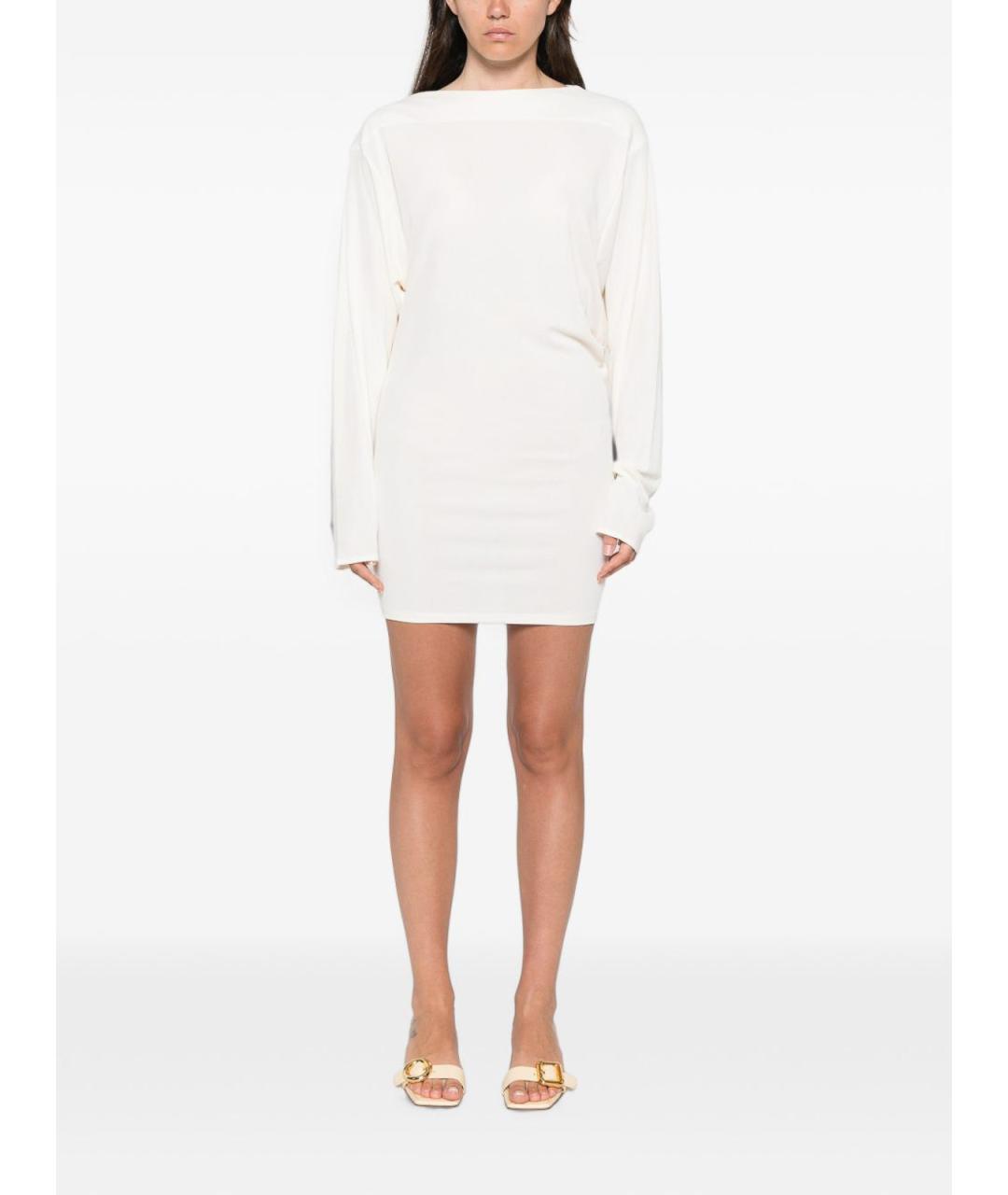 JACQUEMUS Белое полиамидовое коктейльное платье, фото 4