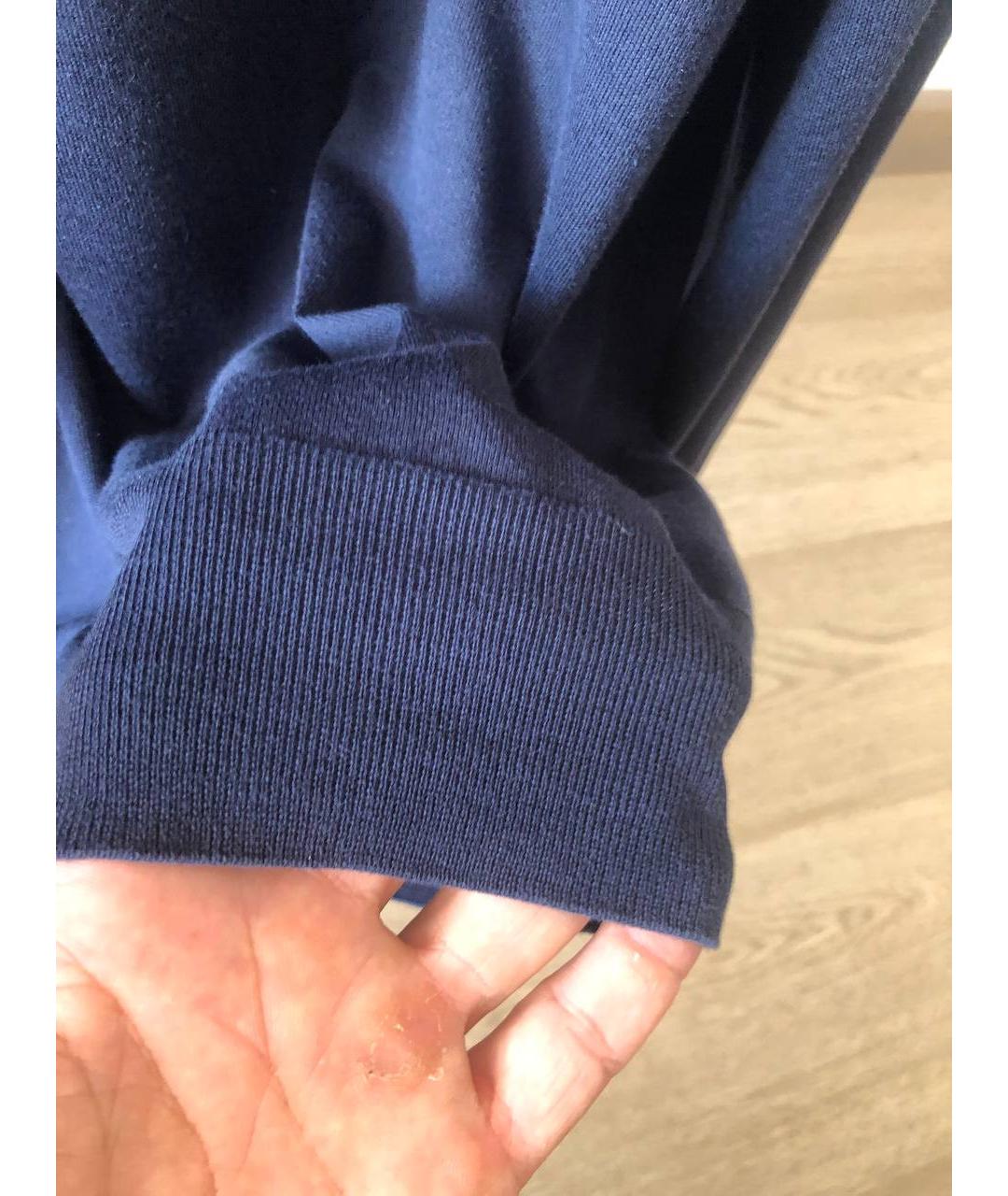 BRUNELLO CUCINELLI Темно-синий хлопковый джемпер / свитер, фото 3