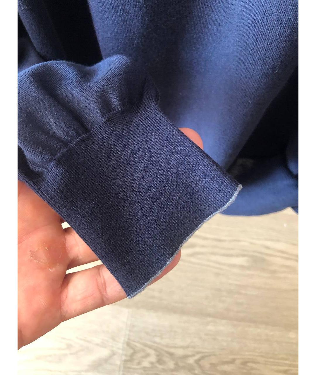 BRUNELLO CUCINELLI Темно-синий хлопковый джемпер / свитер, фото 4