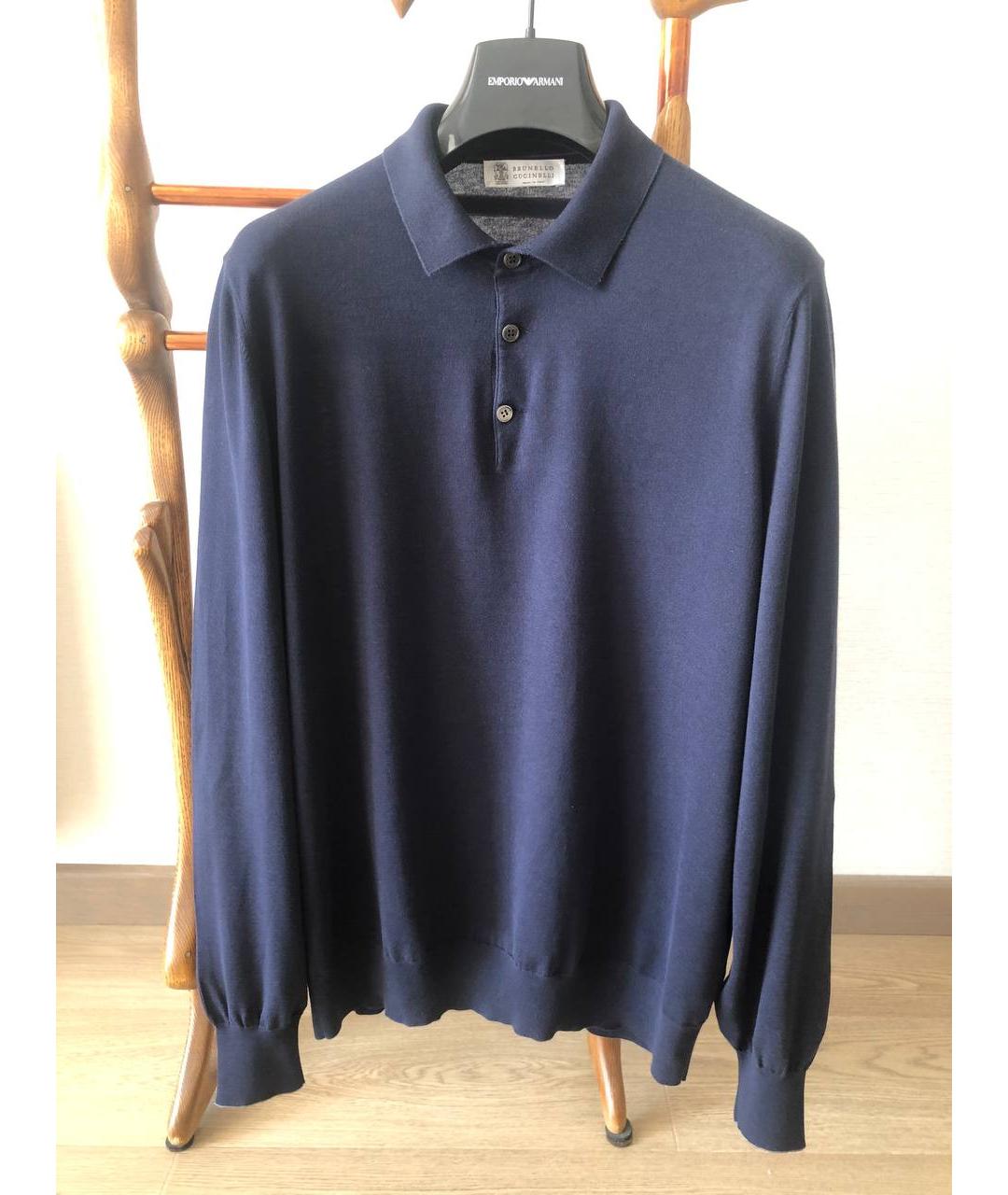BRUNELLO CUCINELLI Темно-синий хлопковый джемпер / свитер, фото 8