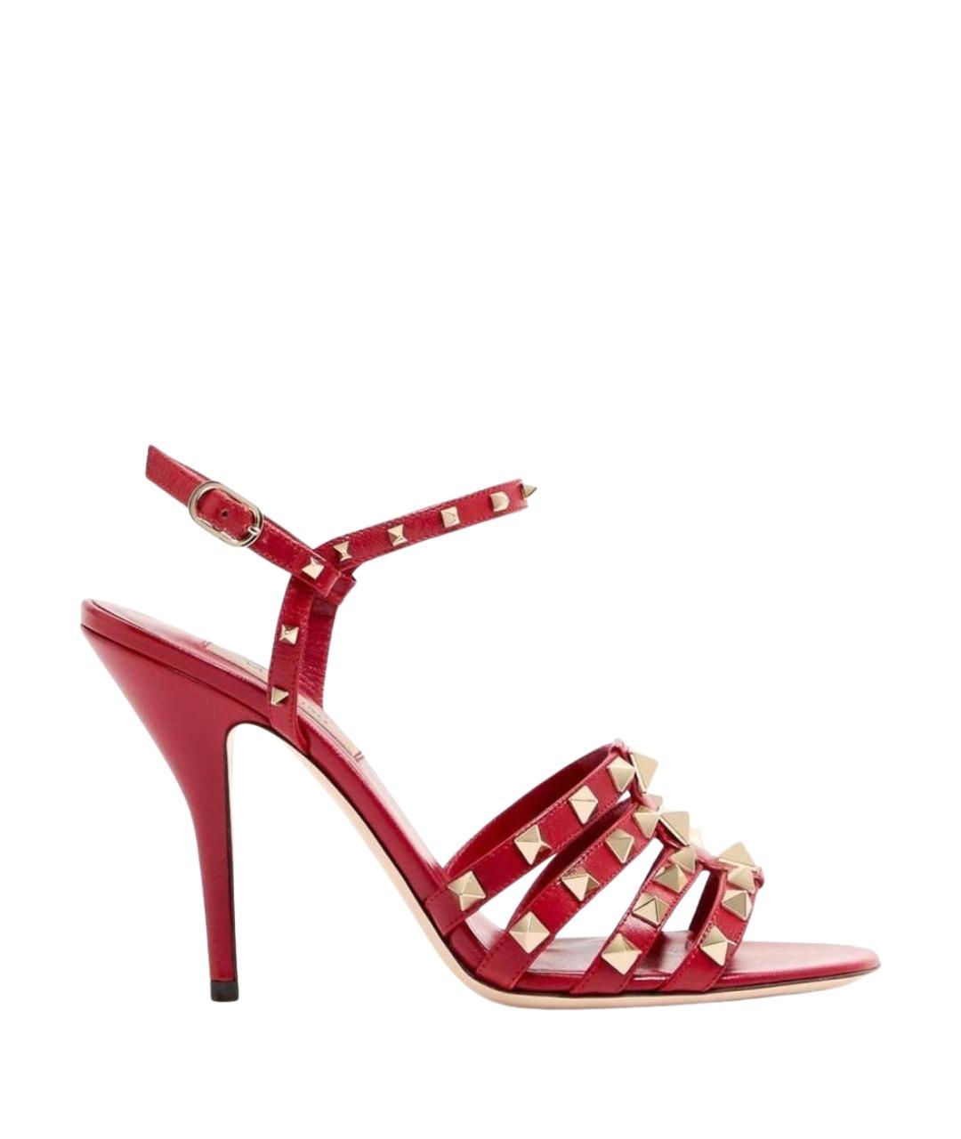 VALENTINO Красные кожаные босоножки, фото 1
