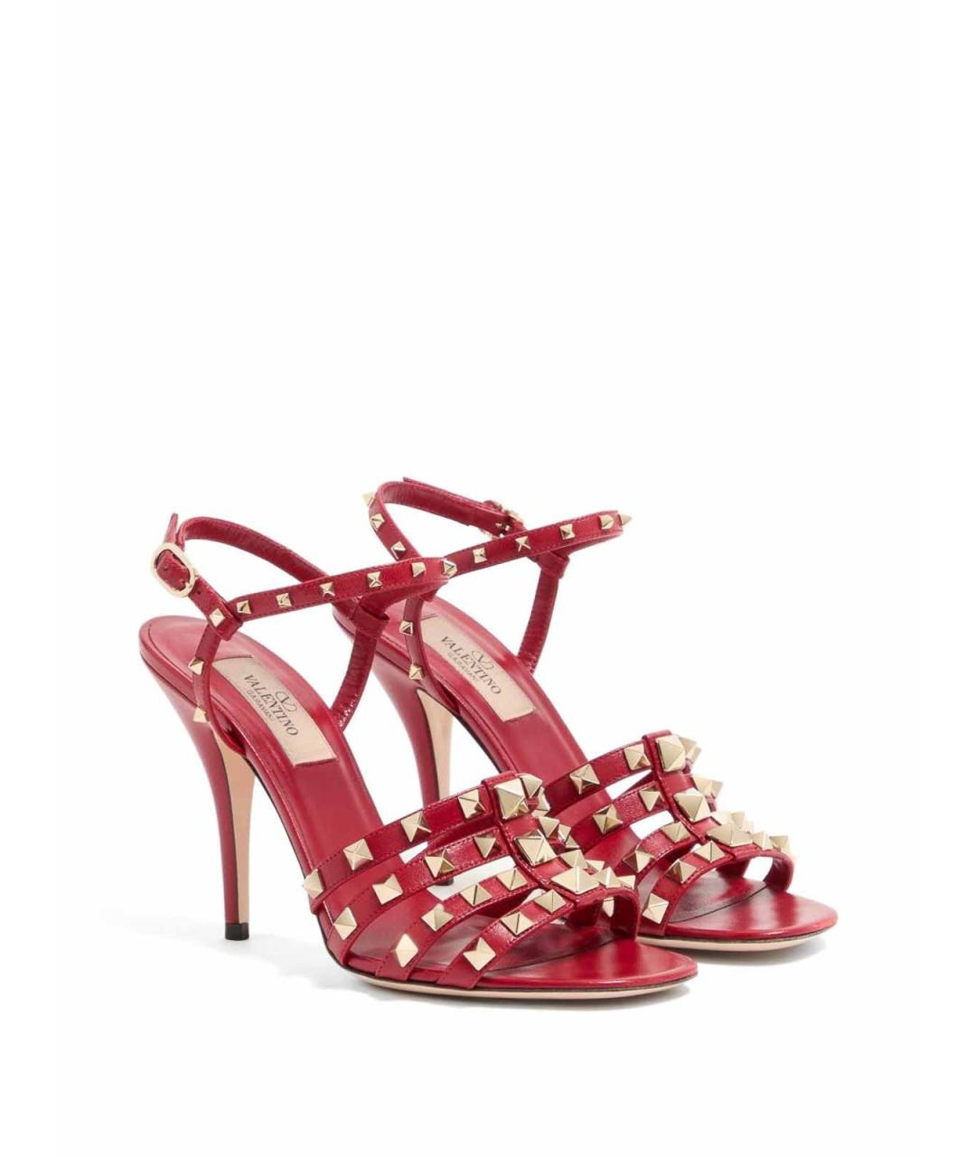 VALENTINO Красные кожаные босоножки, фото 4