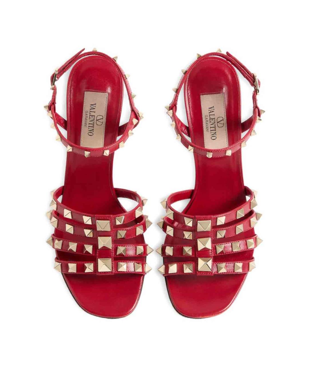 VALENTINO Красные кожаные босоножки, фото 5