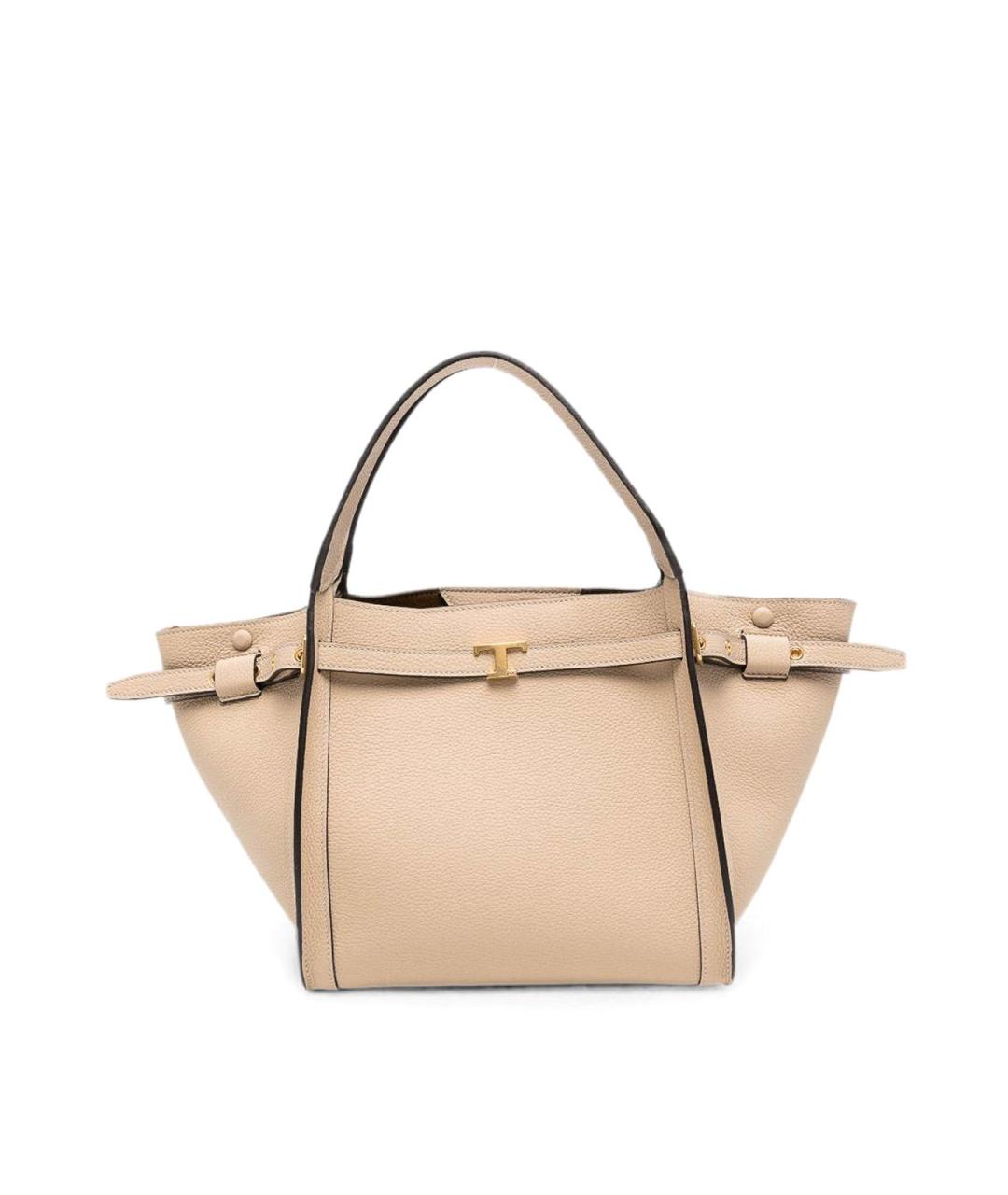 TOD'S Бежевая кожаная сумка тоут, фото 6