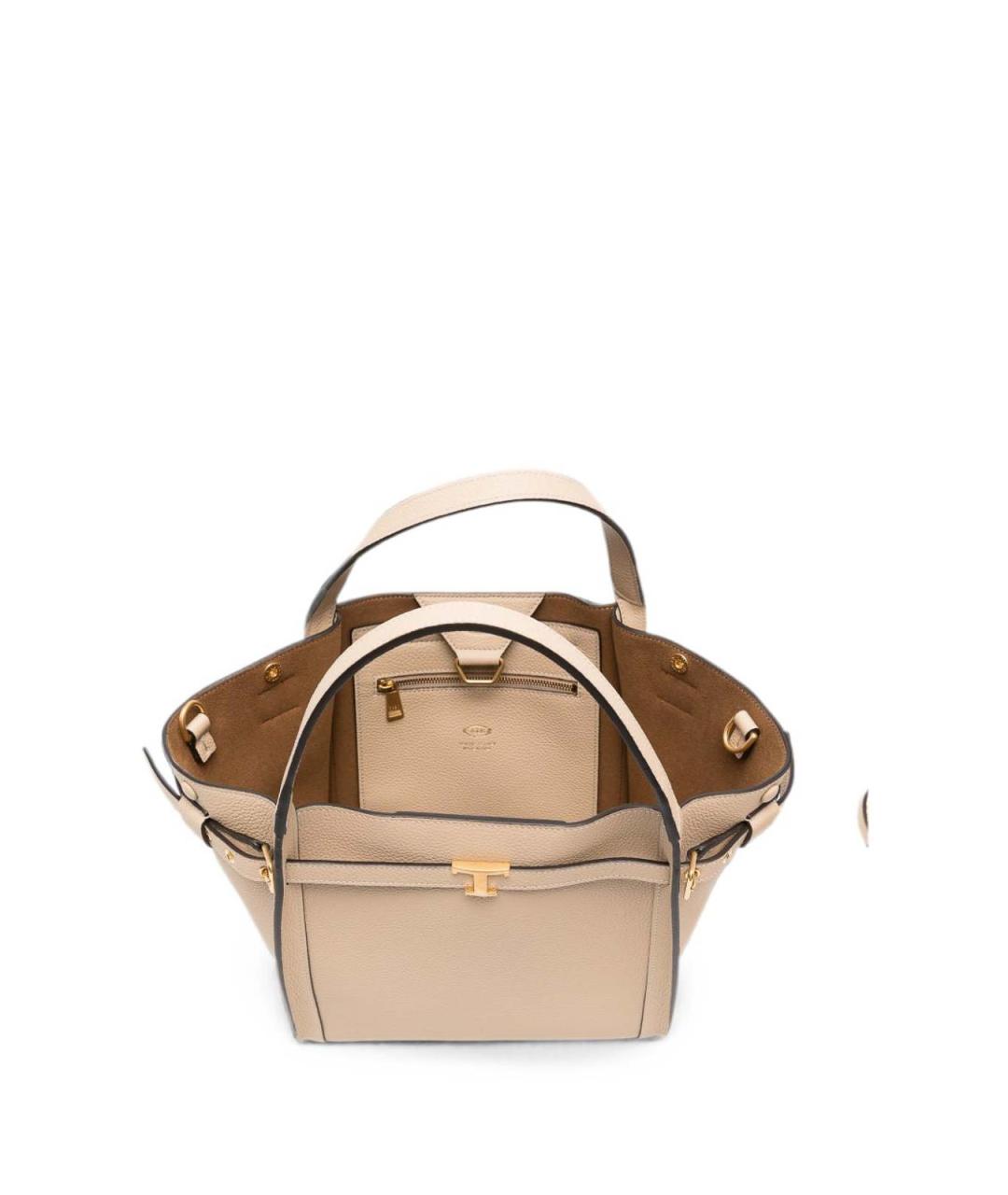 TOD'S Бежевая кожаная сумка тоут, фото 2