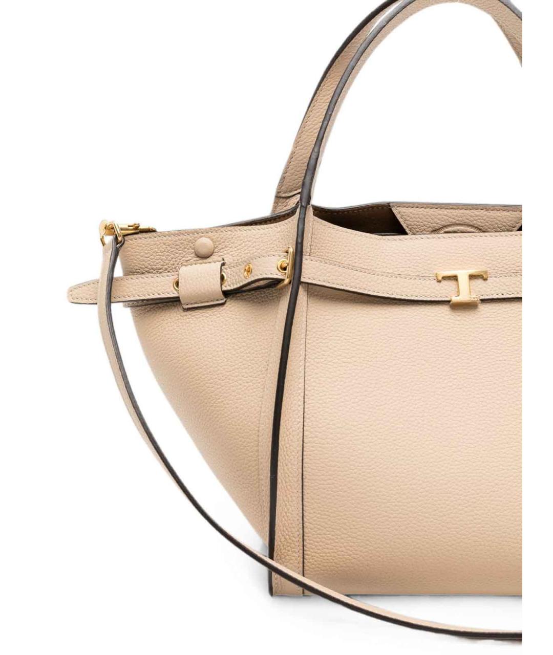 TOD'S Бежевая кожаная сумка тоут, фото 4