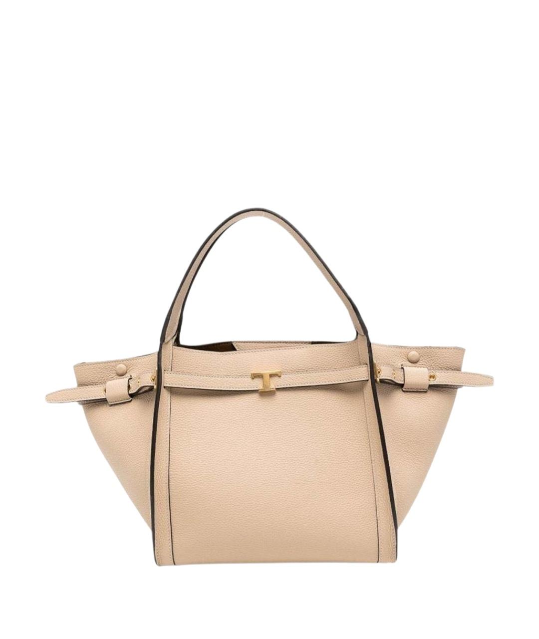 TOD'S Бежевая кожаная сумка тоут, фото 1