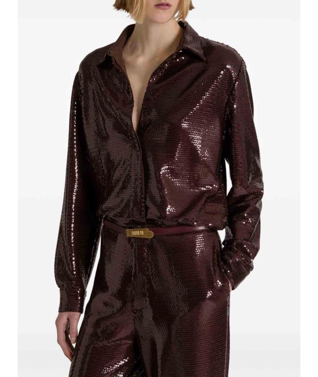ALBERTA FERRETTI Коричневая полиэстеровая рубашка, фото 3