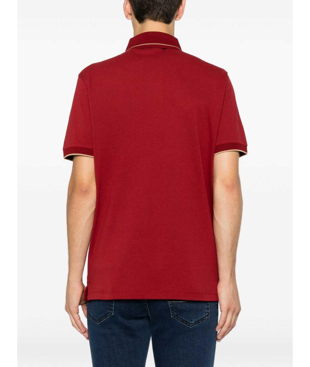 EMPORIO ARMANI Бордовое хлопковое поло с коротким рукавом, фото 4