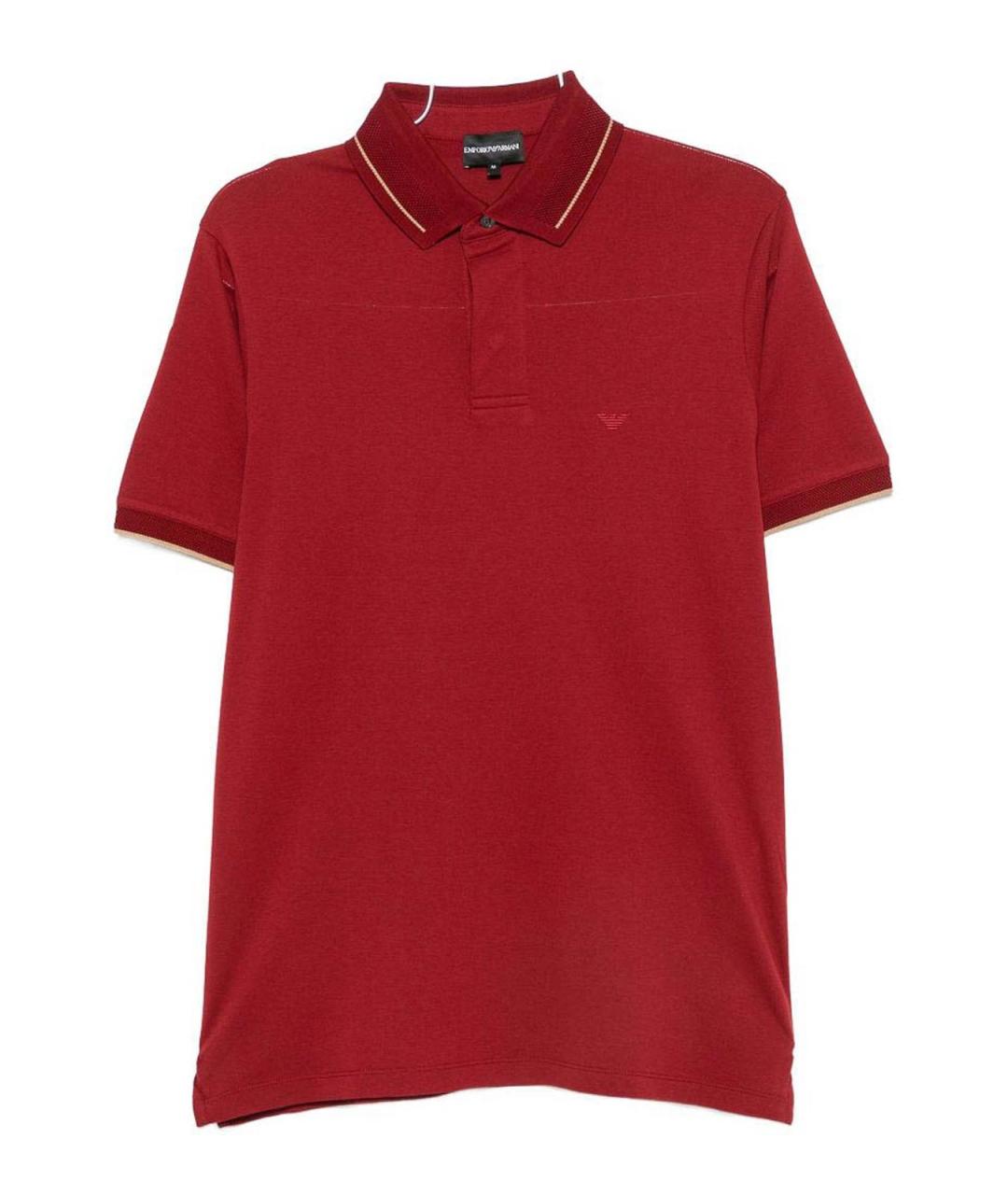 EMPORIO ARMANI Бордовое хлопковое поло с коротким рукавом, фото 1