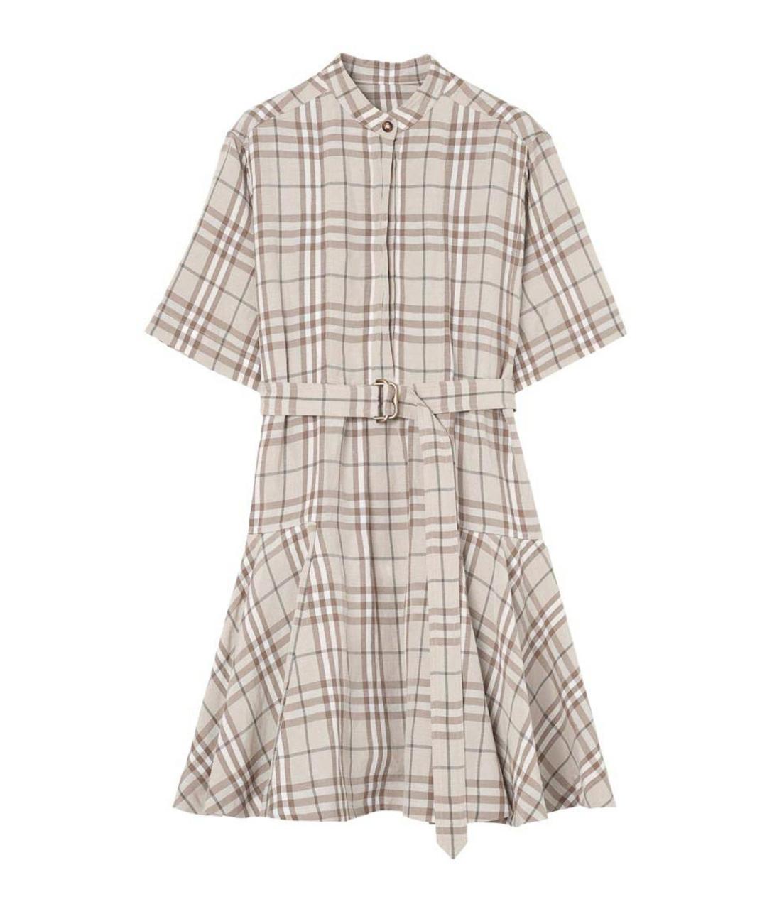 BURBERRY Бежевое льняное повседневное платье, фото 1