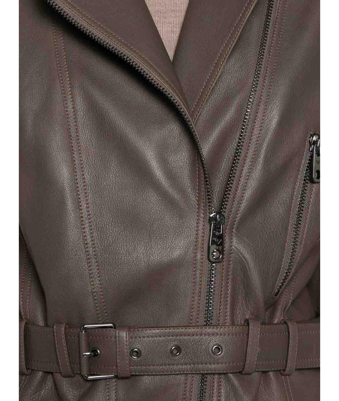 EMPORIO ARMANI Коричневая кожаная куртка, фото 4