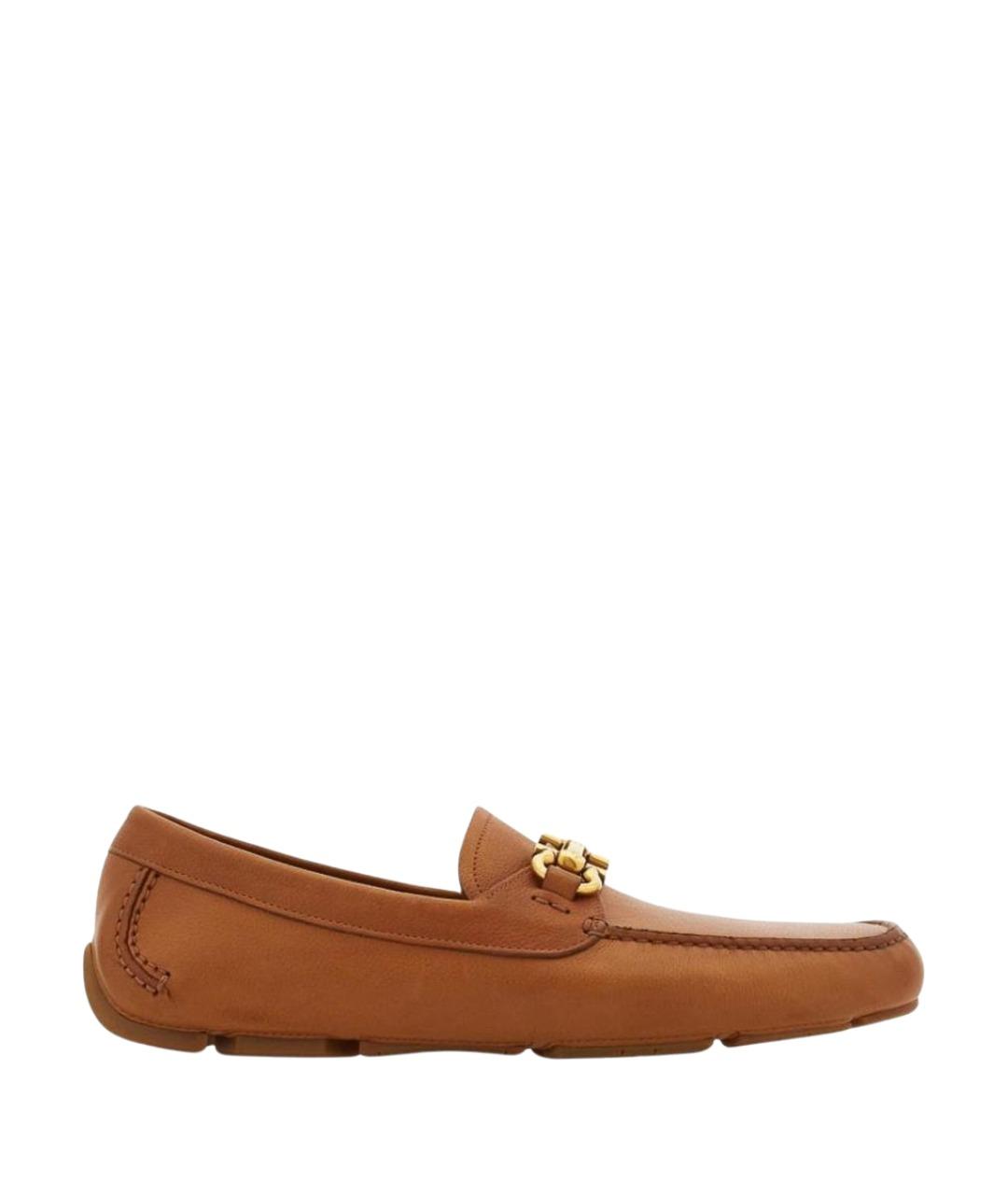 FERRAGAMO Коричневые кожаные лоферы, фото 1