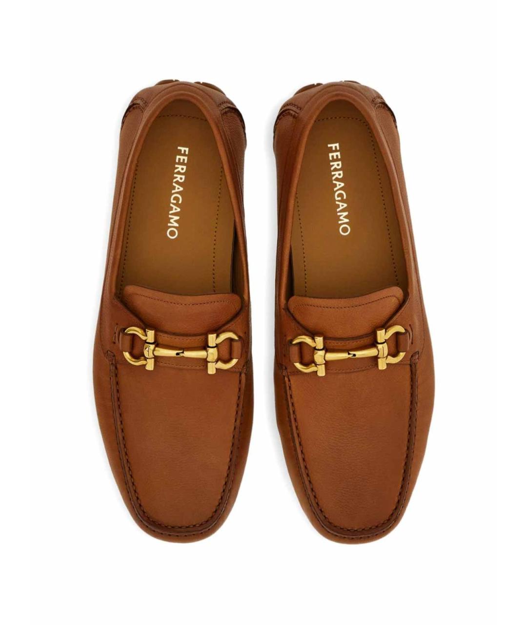 FERRAGAMO Коричневые кожаные лоферы, фото 4