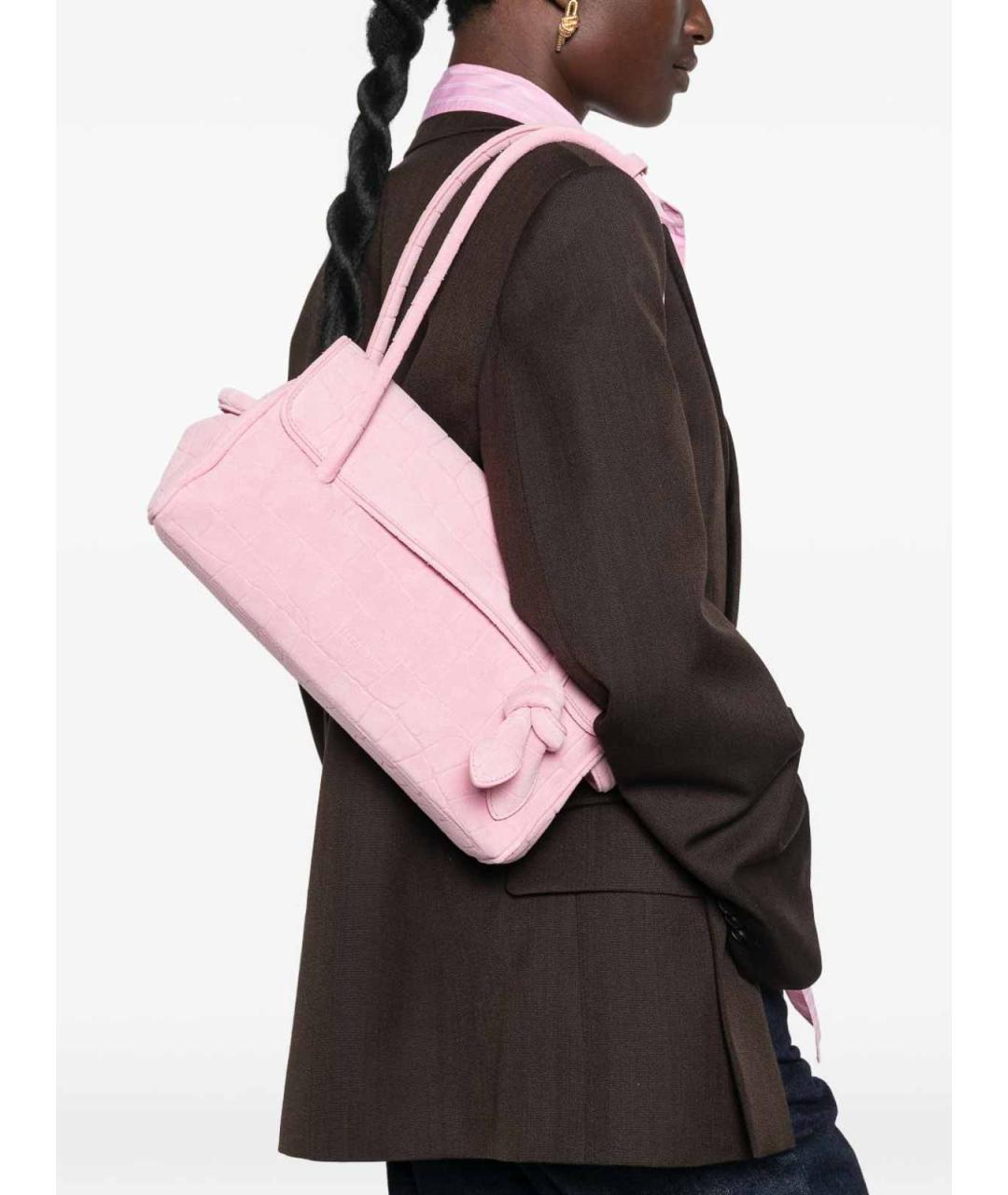 JACQUEMUS Розовая кожаная сумка через плечо, фото 2