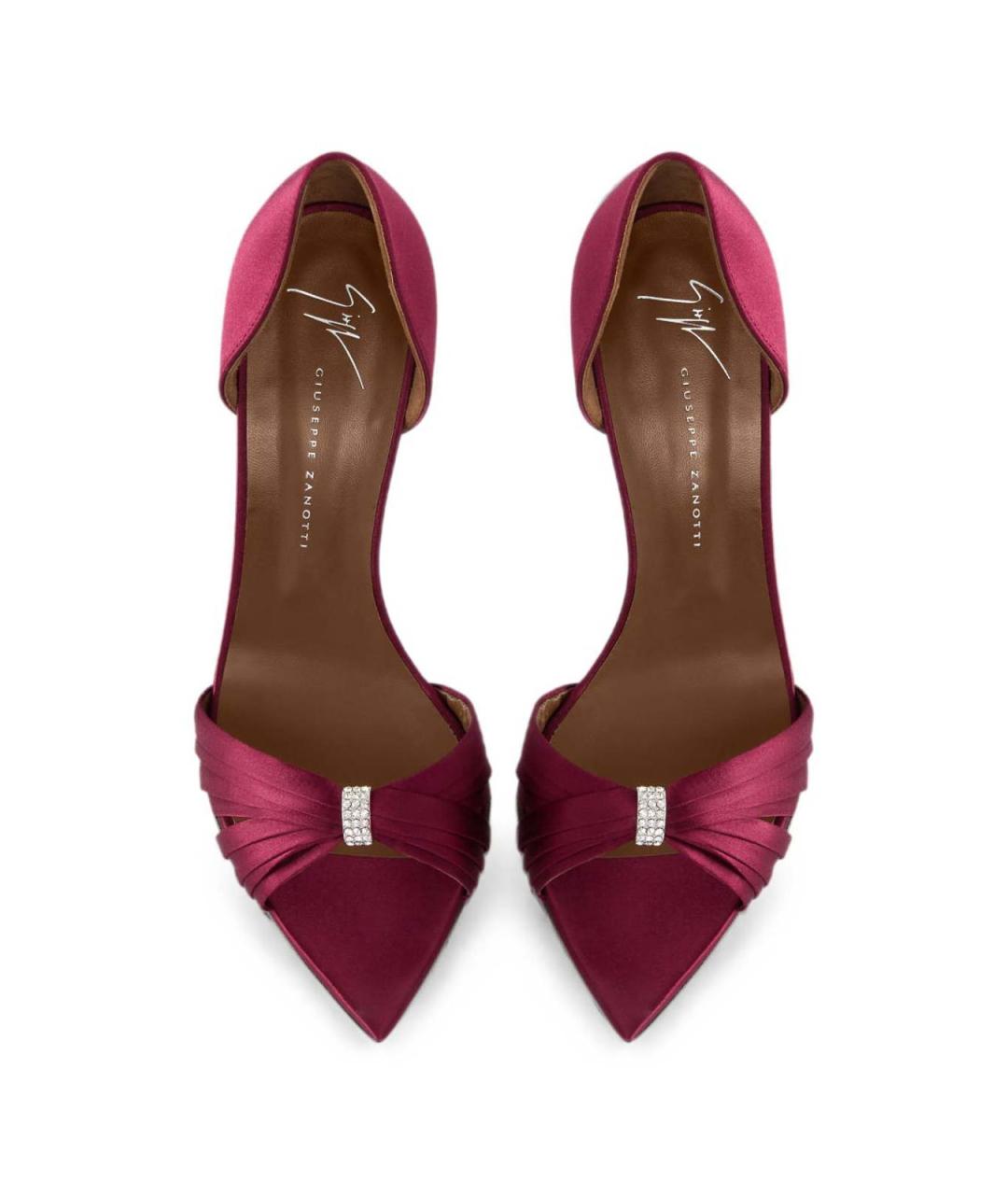 GIUSEPPE ZANOTTI DESIGN Бордовые текстильные босоножки, фото 5