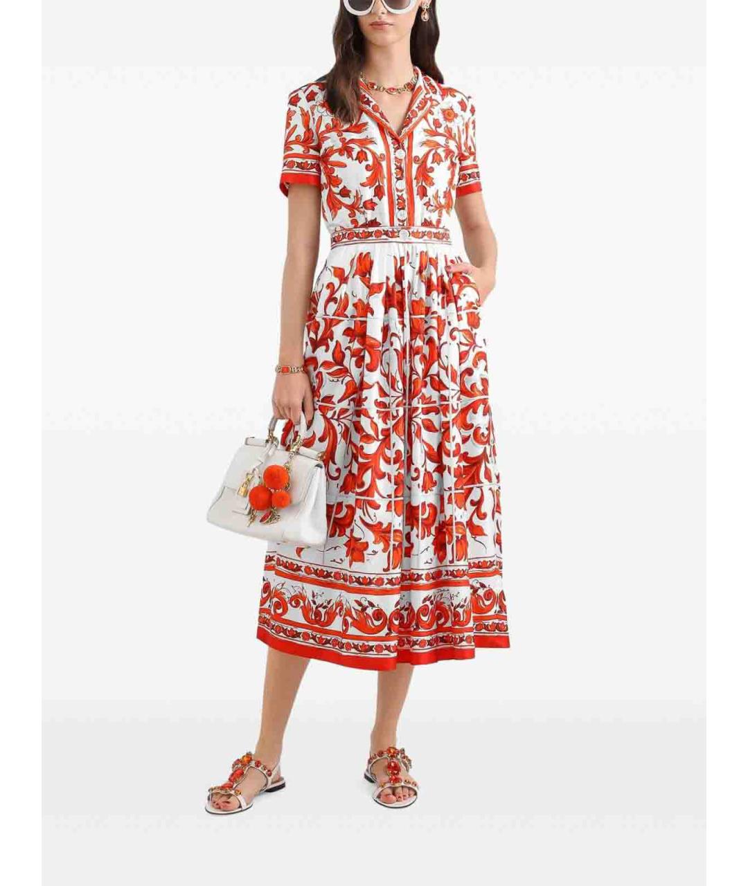 DOLCE&GABBANA Оранжевое шелковое платье, фото 4