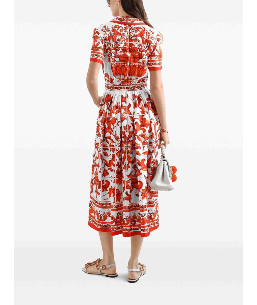 DOLCE&GABBANA Оранжевое шелковое платье, фото 5