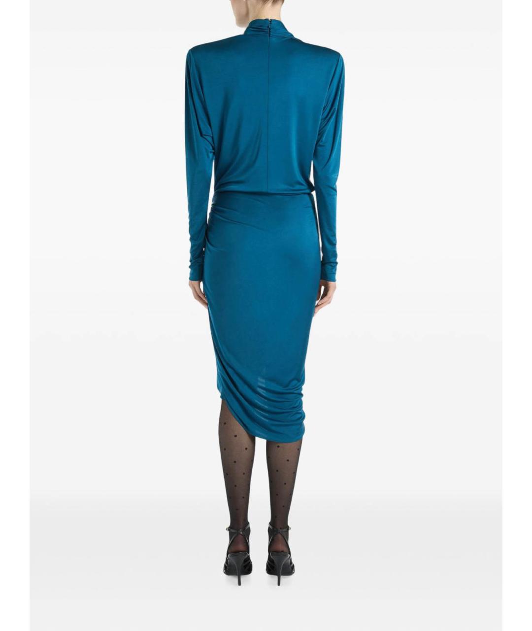 BALMAIN Синее вискозное коктейльное платье, фото 2