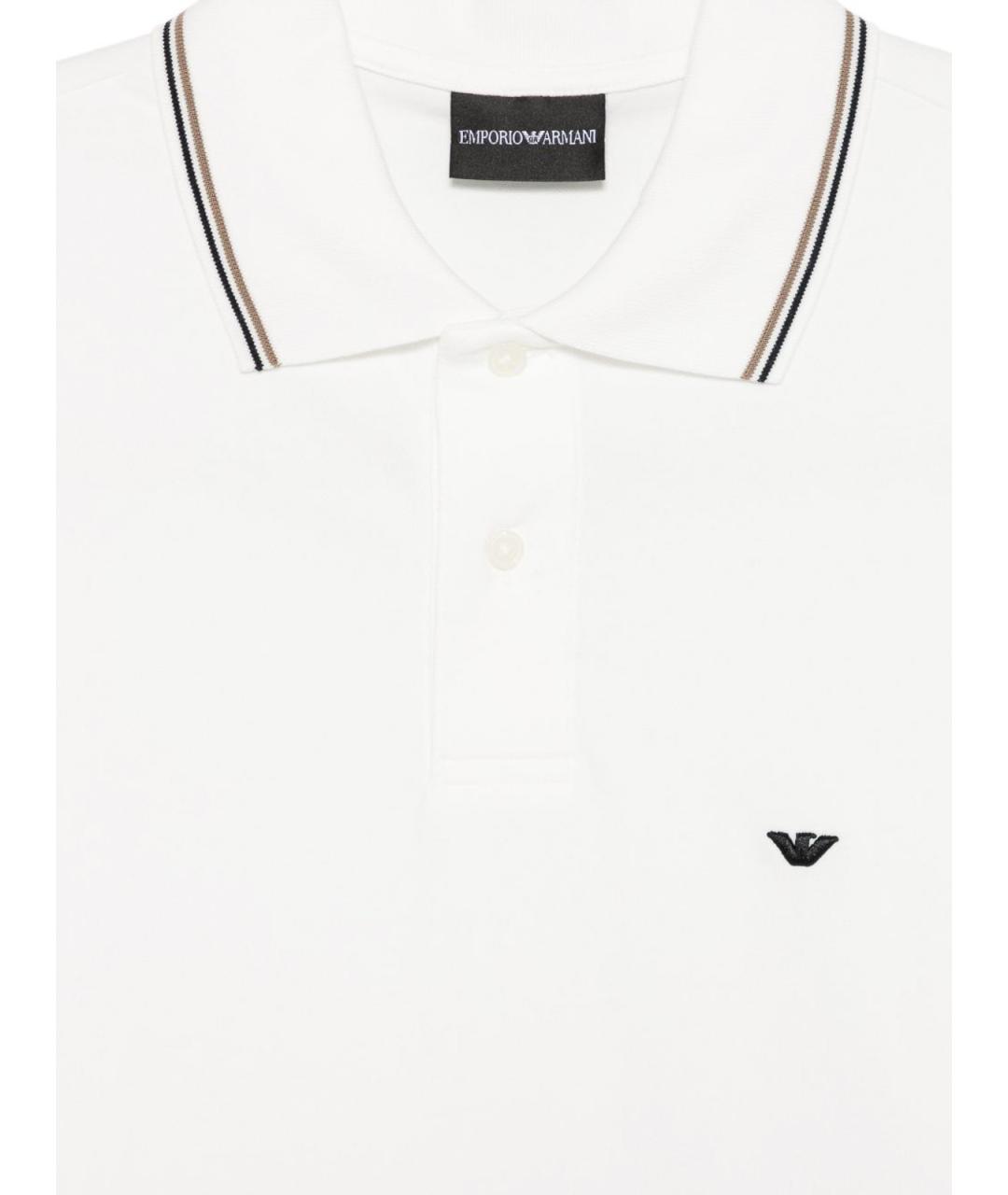 EMPORIO ARMANI Белое хлопковое поло с коротким рукавом, фото 3