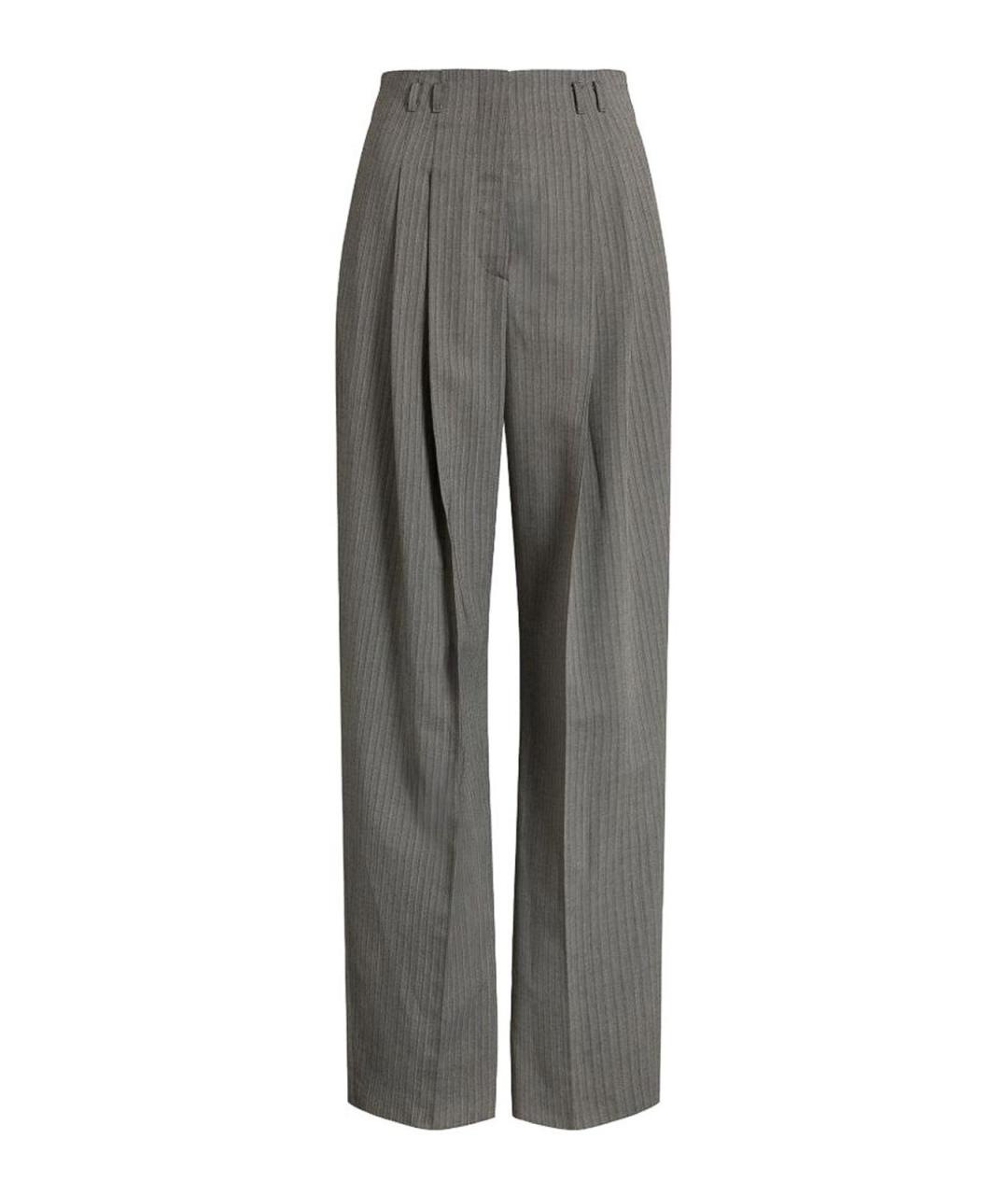 ALBERTA FERRETTI Серые шерстяные прямые брюки, фото 1