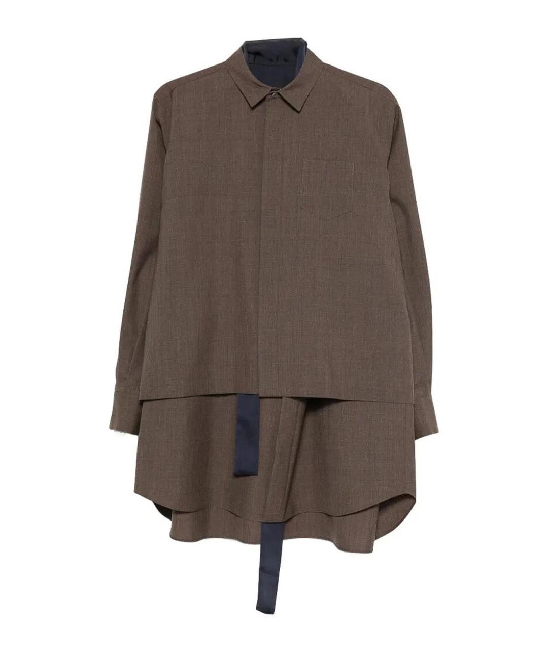 SACAI Коричневое шерстяное повседневное платье, фото 1