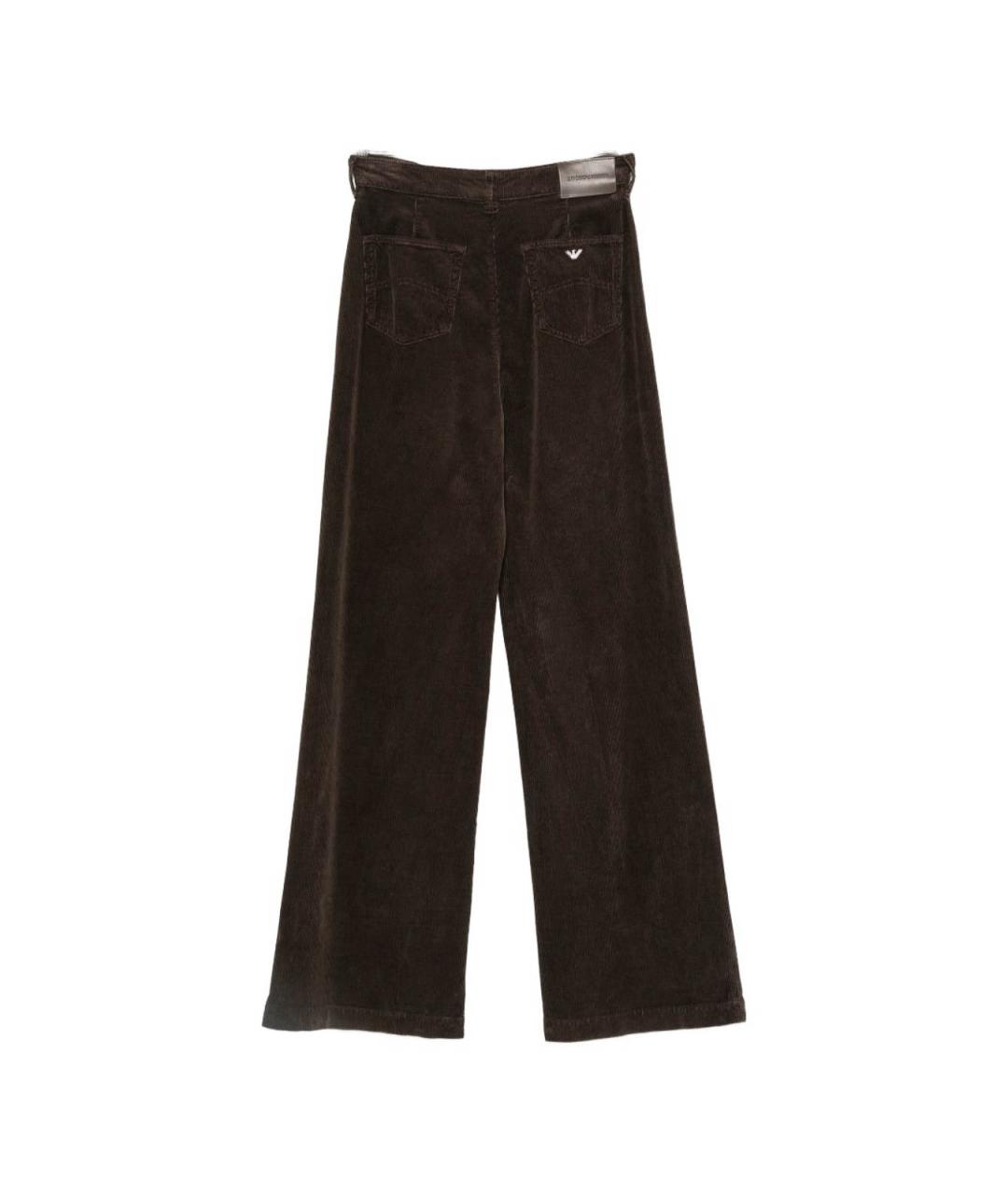 EMPORIO ARMANI Коричневые хлопковые прямые брюки, фото 3