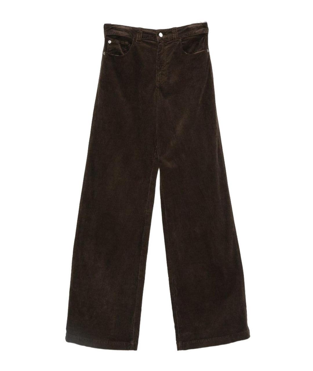 EMPORIO ARMANI Коричневые хлопковые прямые брюки, фото 1