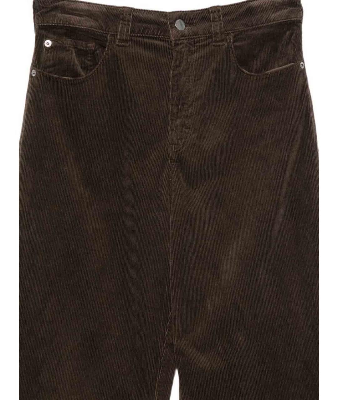 EMPORIO ARMANI Коричневые хлопковые прямые брюки, фото 2