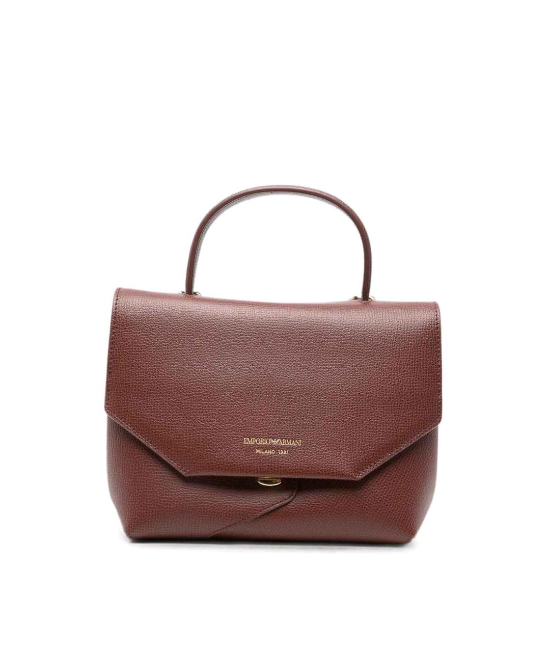 EMPORIO ARMANI Коричневая кожаная сумка с короткими ручками, фото 1