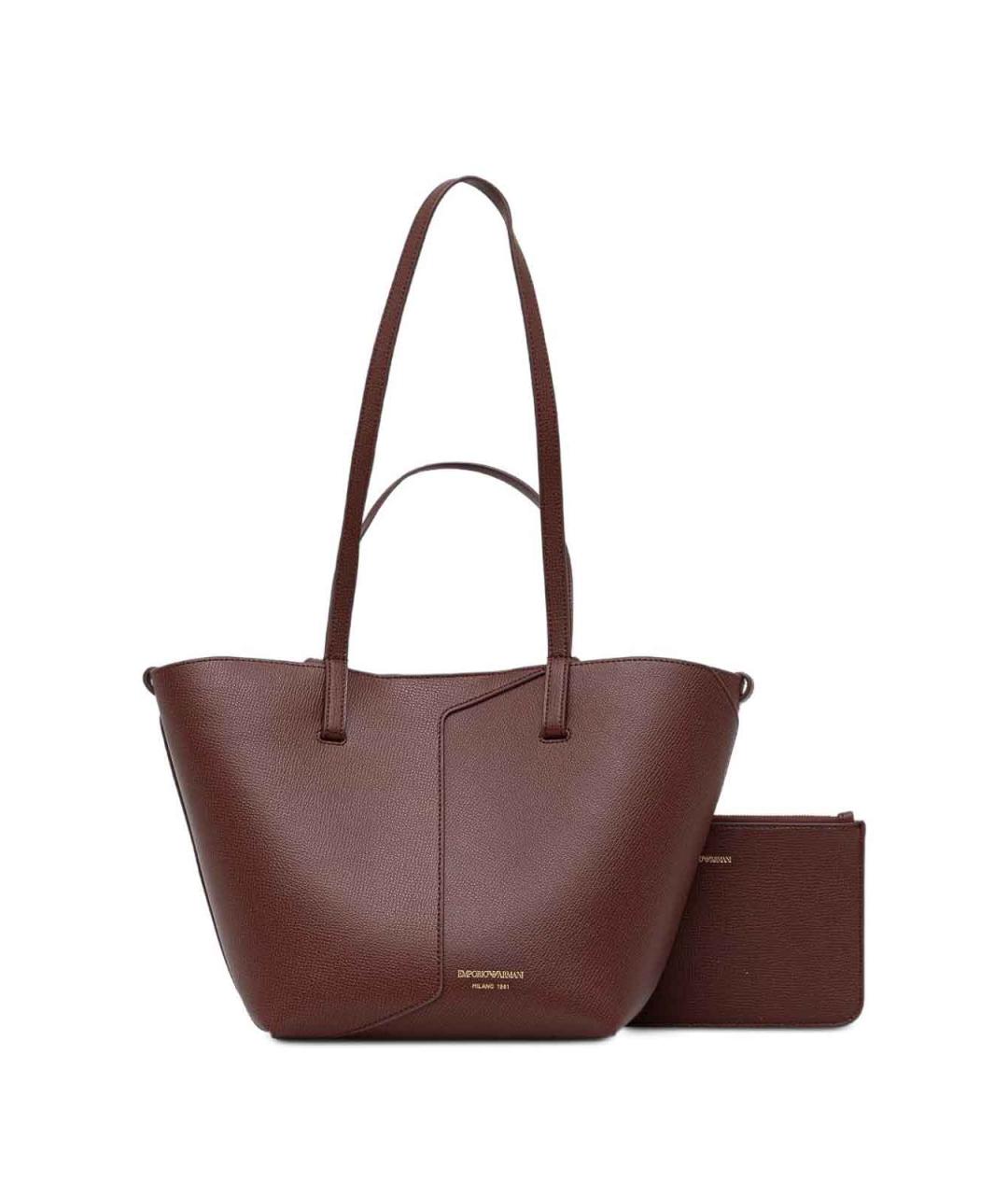 EMPORIO ARMANI Коричневая кожаная сумка тоут, фото 1