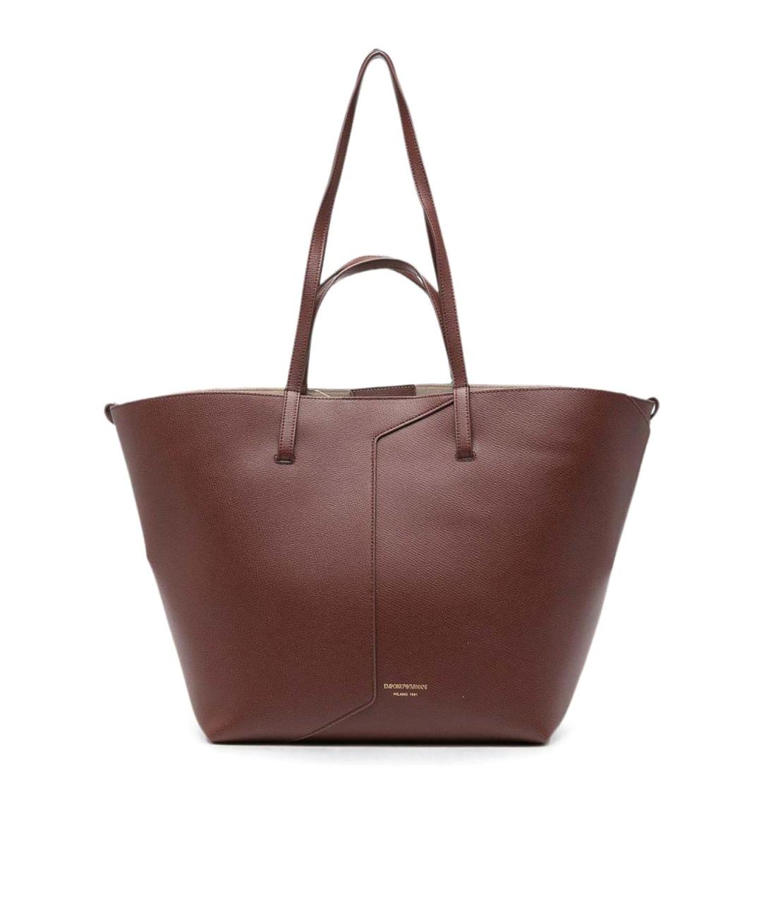 EMPORIO ARMANI Коричневая кожаная сумка тоут, фото 1