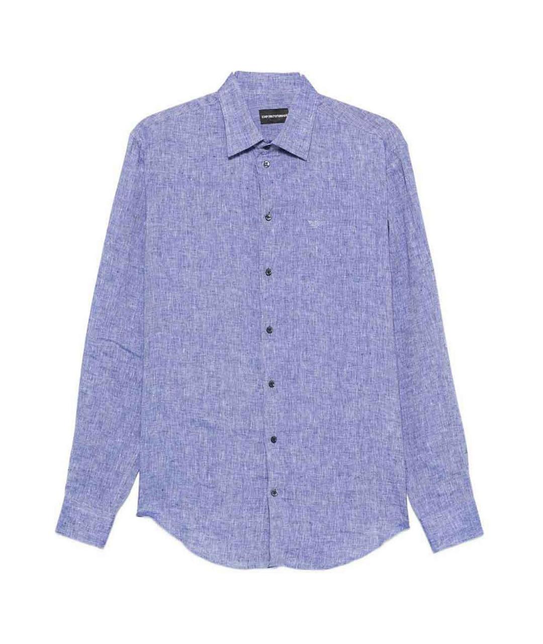 EMPORIO ARMANI Синяя льняная кэжуал рубашка, фото 1