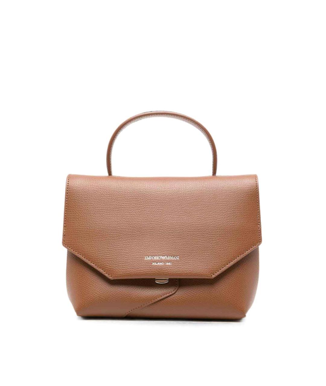 EMPORIO ARMANI Коричневая кожаная сумка с короткими ручками, фото 1
