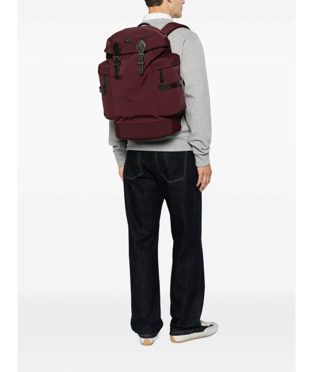 EMPORIO ARMANI Бордовый нейлоновый рюкзак, фото 4