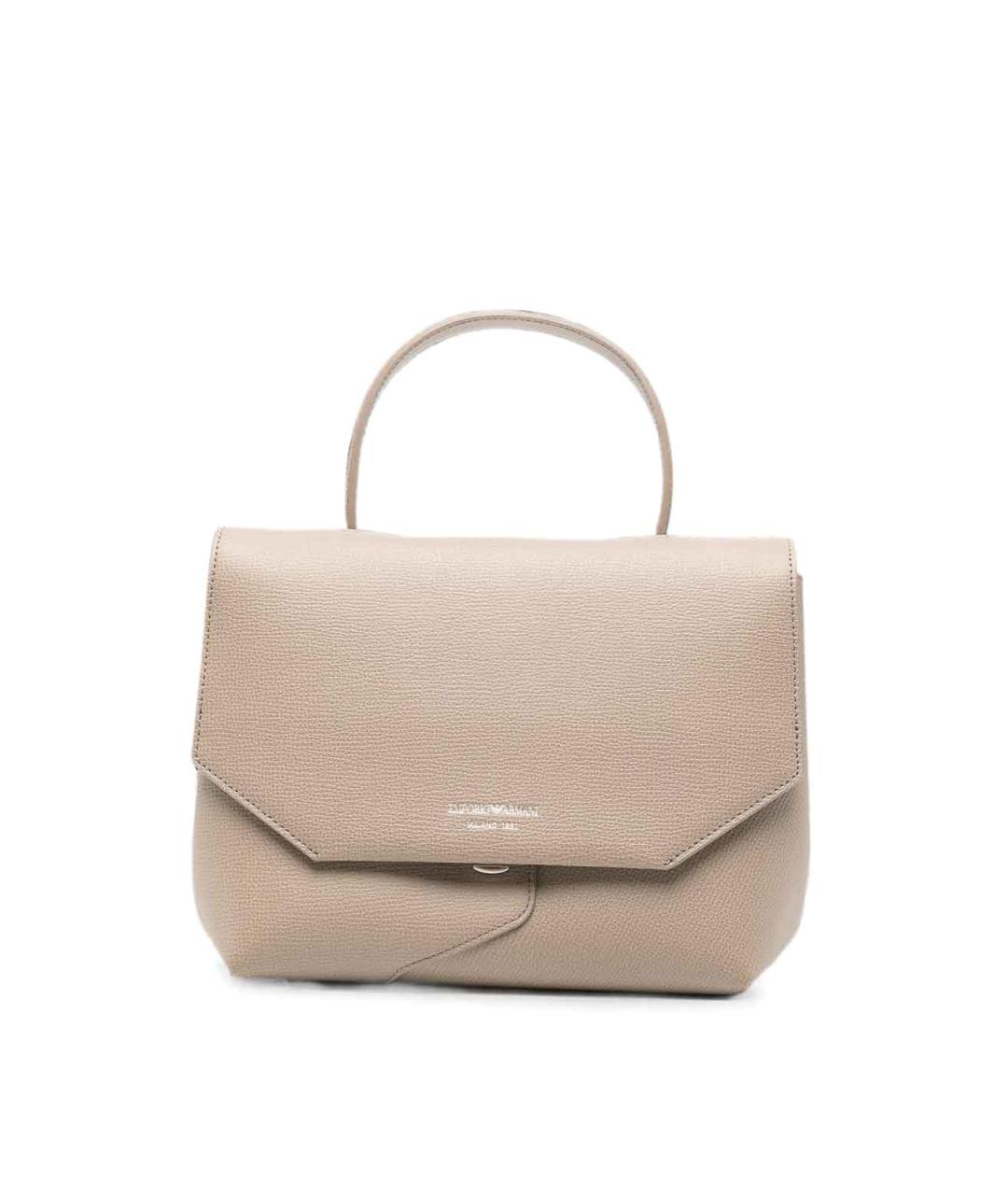 EMPORIO ARMANI Бежевая кожаная сумка с короткими ручками, фото 1