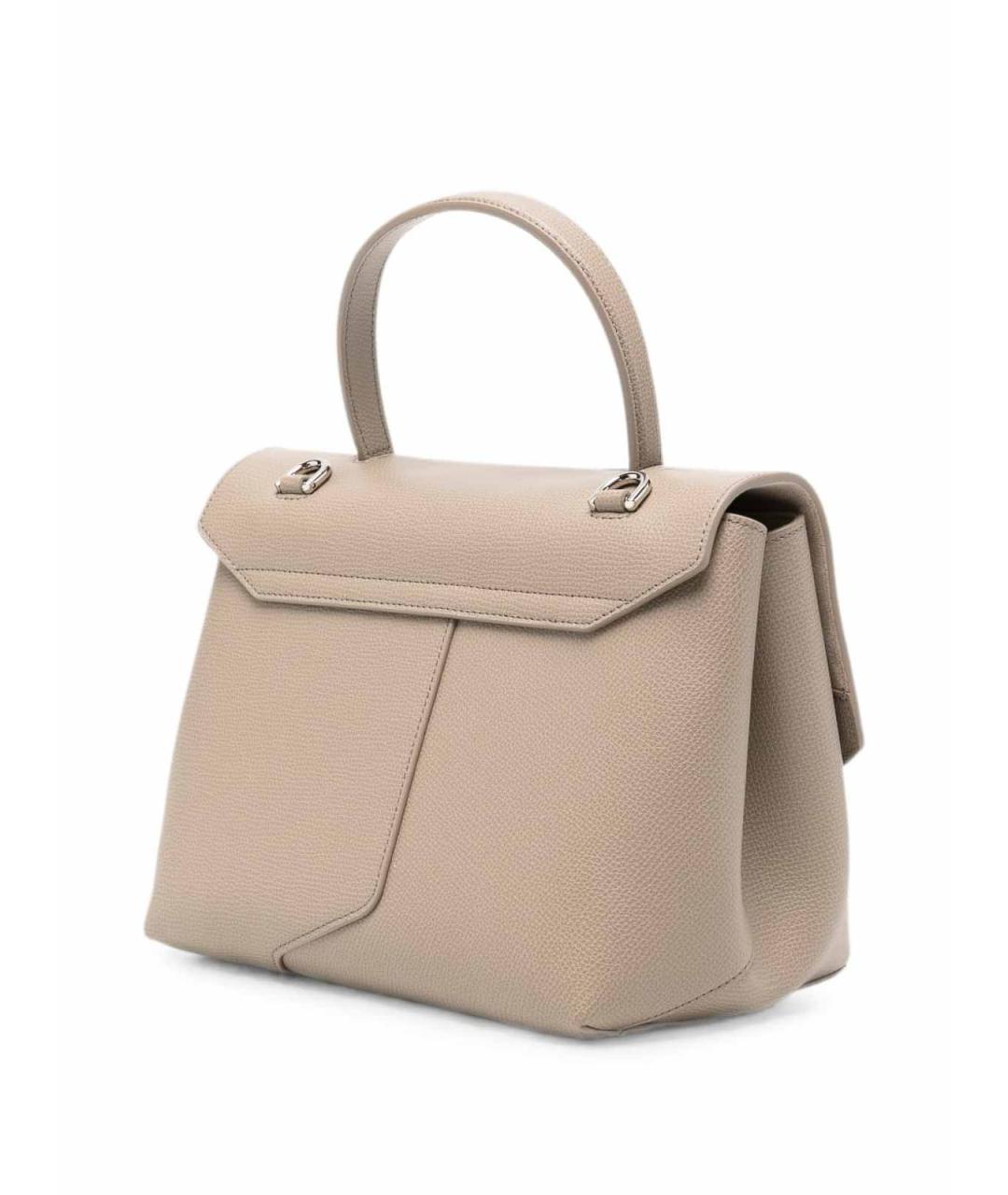 EMPORIO ARMANI Бежевая кожаная сумка с короткими ручками, фото 3