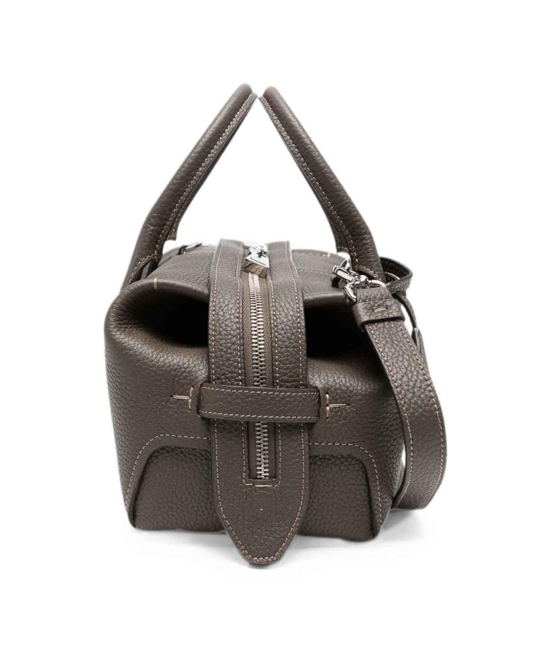 TOD'S Серая кожаная сумка тоут, фото 2