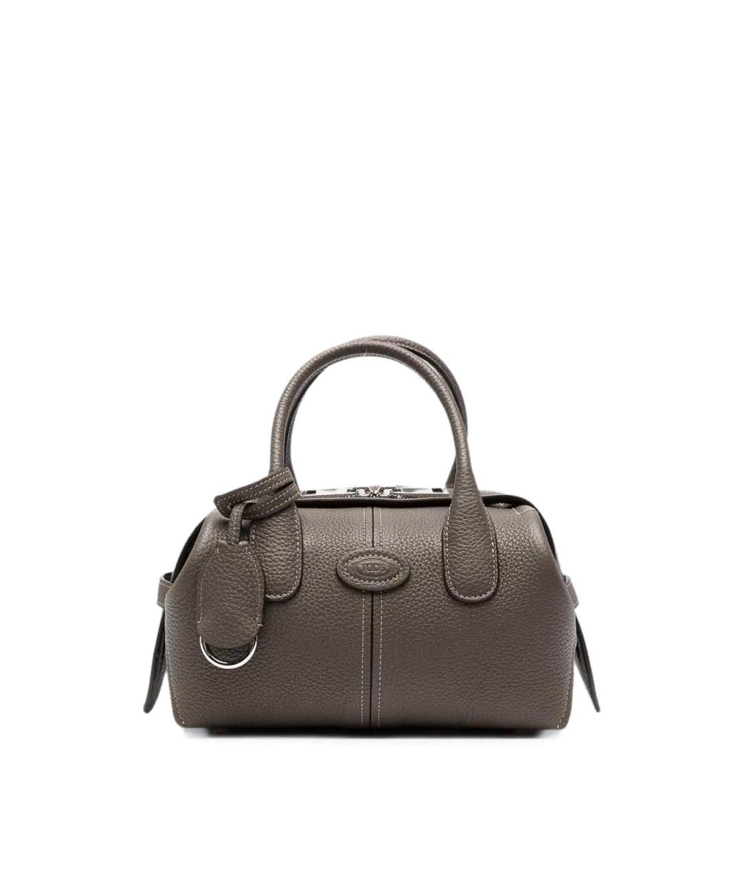 TOD'S Серая кожаная сумка тоут, фото 6