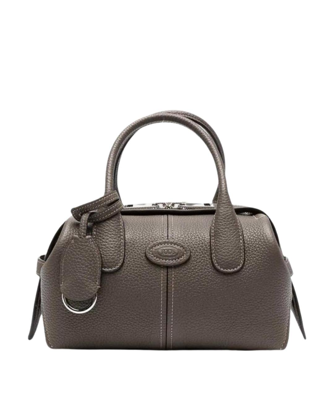 TOD'S Серая кожаная сумка тоут, фото 1