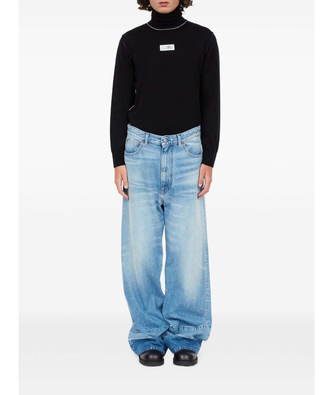 MM6 MAISON MARGIELA Голубые хлопковые прямые джинсы, фото 4