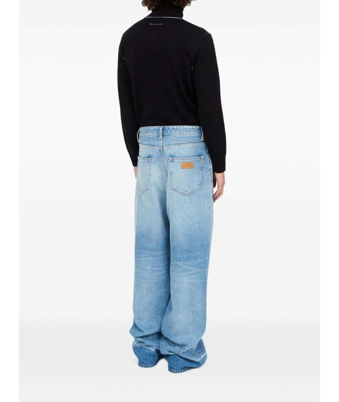 MM6 MAISON MARGIELA Голубые хлопковые прямые джинсы, фото 6
