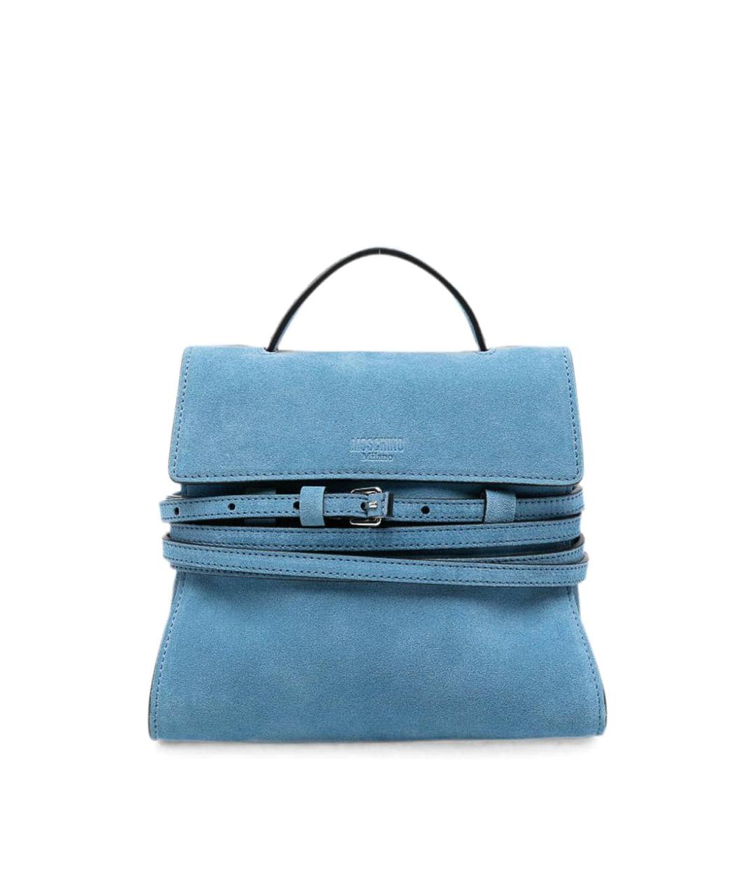 MOSCHINO Голубая замшевая сумка с короткими ручками, фото 1