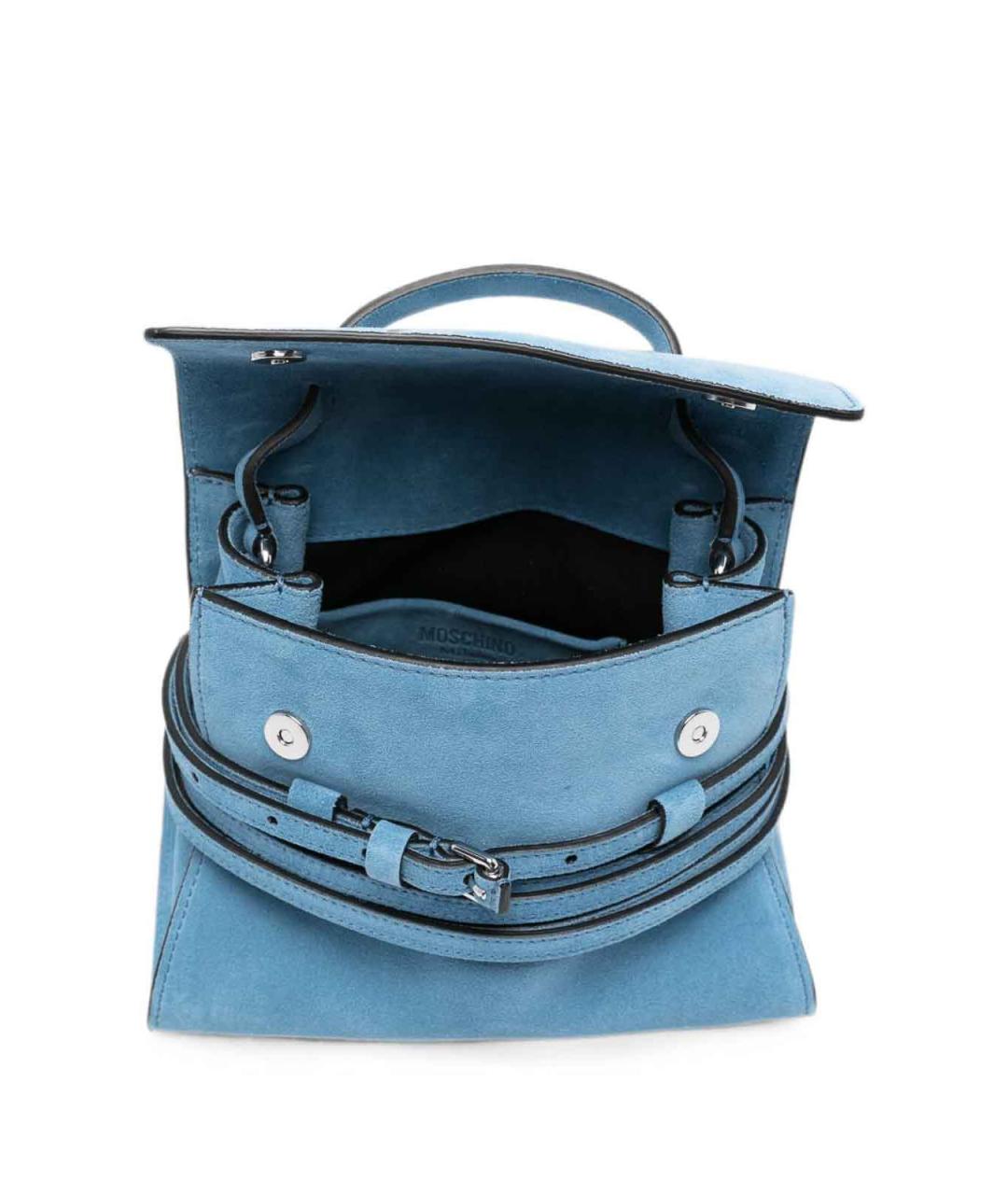 MOSCHINO Голубая замшевая сумка с короткими ручками, фото 5