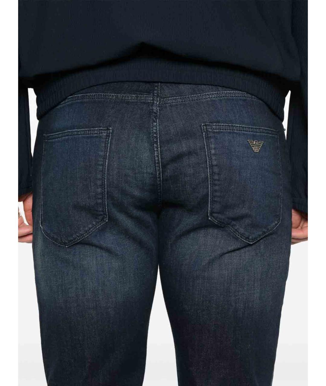 EMPORIO ARMANI Синие хлопковые прямые джинсы, фото 3
