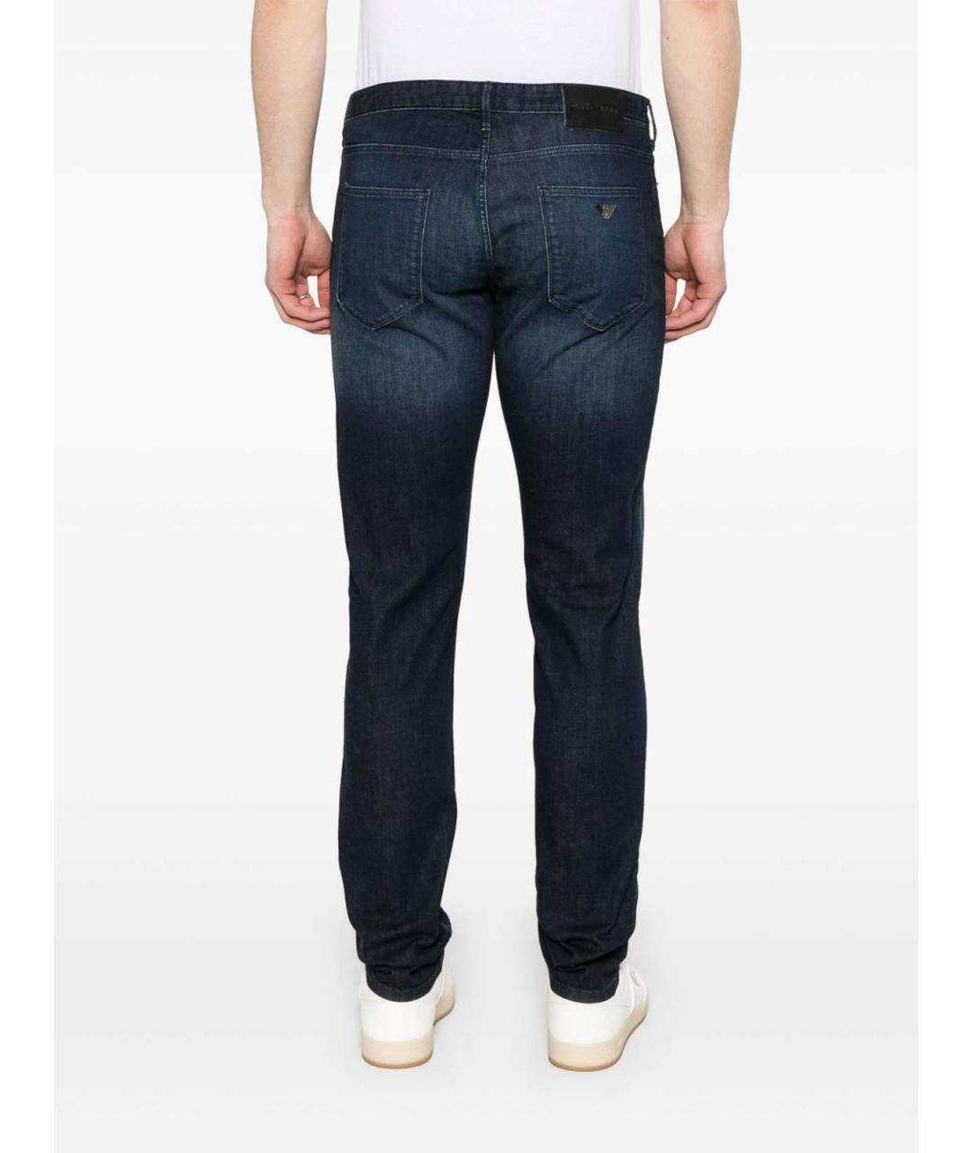 EMPORIO ARMANI Синие хлопковые прямые джинсы, фото 5