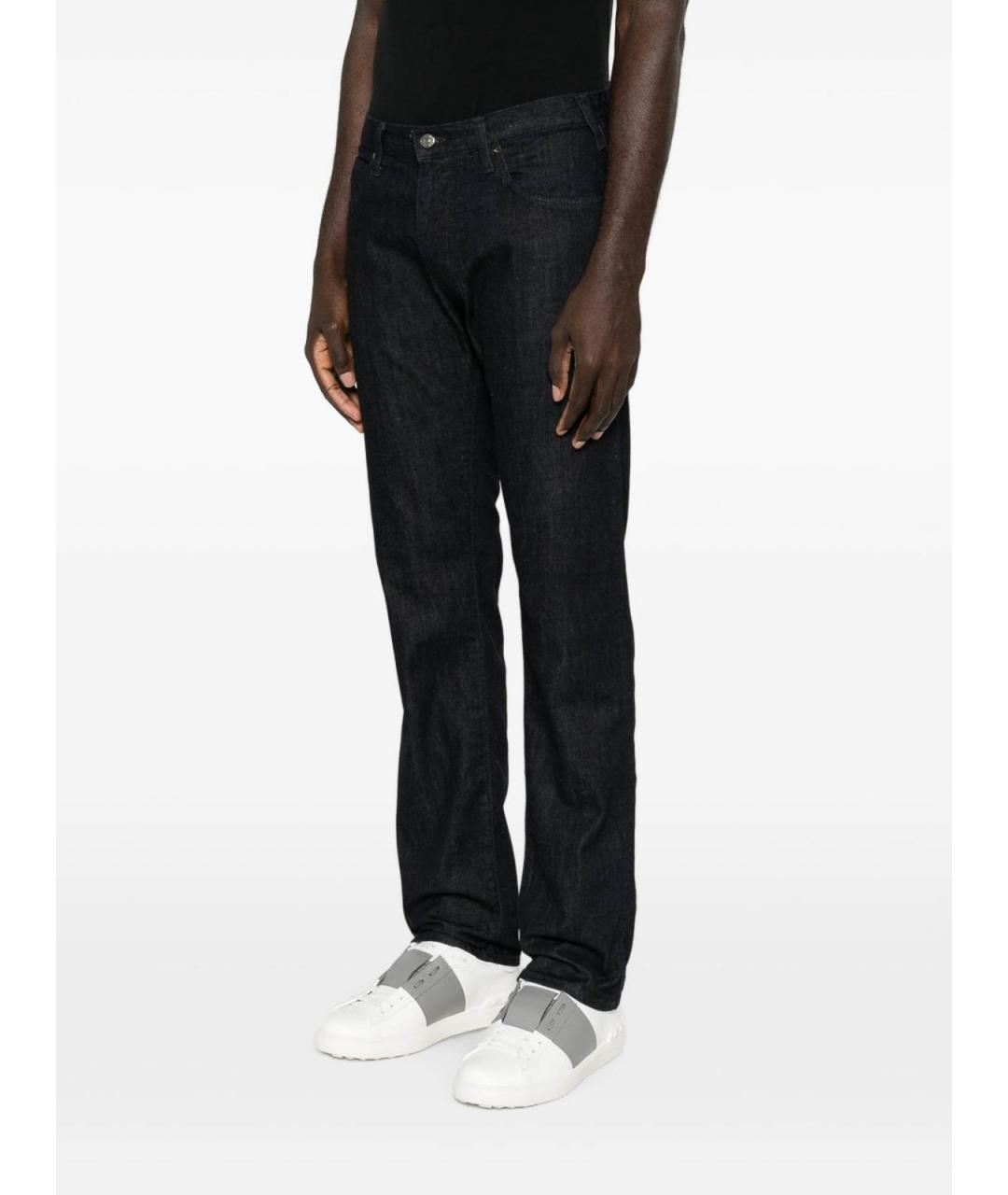 EMPORIO ARMANI Синие хлопковые прямые джинсы, фото 3