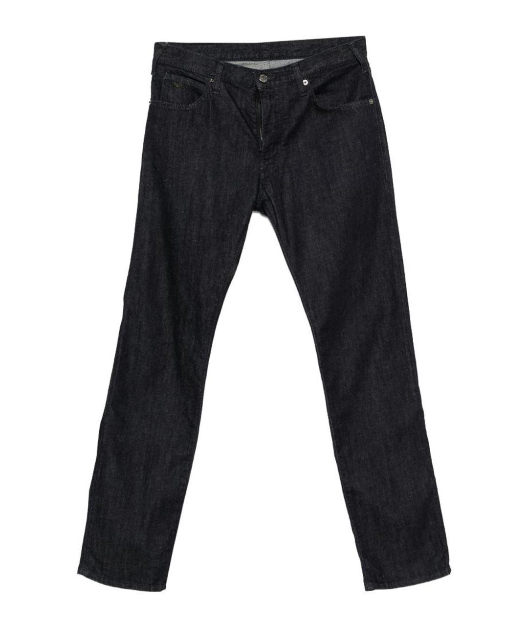EMPORIO ARMANI Синие хлопковые прямые джинсы, фото 1