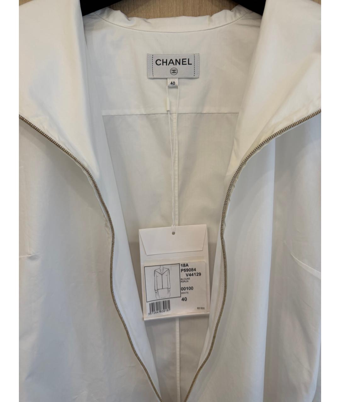 CHANEL Белая хлопковая блузы, фото 3